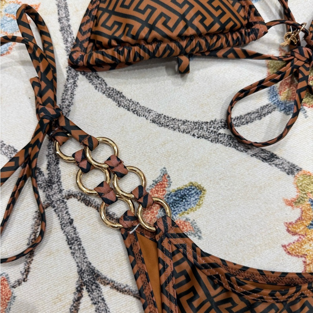 Brown Patterned Bikini Set - image 2